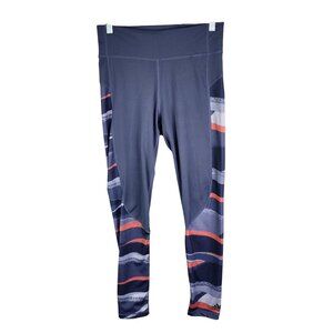 Womens Adidas Climalite Leggings Blue & Red Stripes Yoga Pants Size M